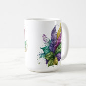 HÜBSCHE MASKE MARDI GRAS MIT FEATHERS KAFFEETASSE (VorderseiteRechts)