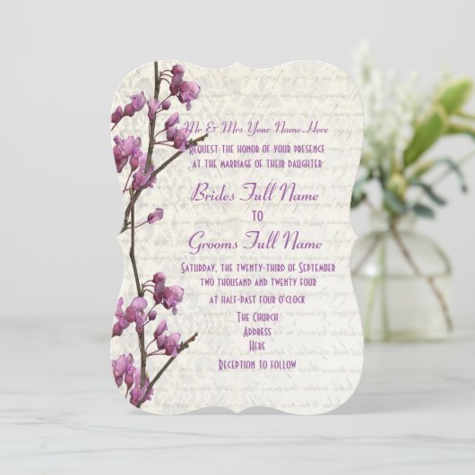 Hübsche mauer Blumenhochzeit Einladung (Stehend Vorderseite)