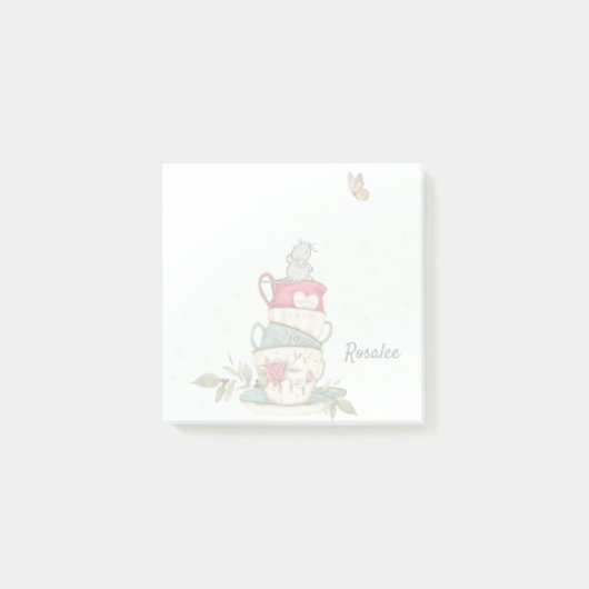 Hübsche Maus Wasserfarbe Grün Niedlich  Post-it Klebezettel (Vorderseite)