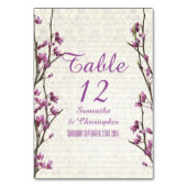 Hübsche mauve Blume Frühlingsblüte Hochzeit Tischnummer (Rückseite)