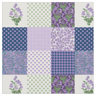 Hübsche Mauve Imitate Patchwork Sweet Violets Fabr Stoff