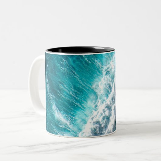 Hübsche Meereswellen | Bestes Geschenk für Naturli Zweifarbige Tasse (Vorderseite Links)