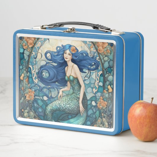 Hübsche Meerjungfrau Art Nouveau Art Deco Metall Brotdose (Beispiel)