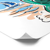 hübsche Meerjungfrau auf dem Felsen Poster (Ecke)