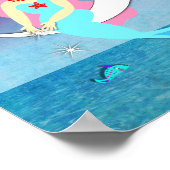 Hübsche Meerjungfrau auf dem Mond Personalisiert Poster (Ecke)