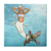 Hübsche Meerjungfrau-Fliese Fliese (Vorderseite)