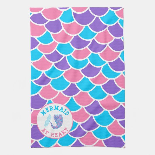 Hübsche Meerjungfrau im Herzen Geschirrtuch (Vertikal)