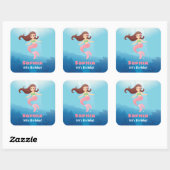 Hübsche Meerjungfrau im Party Quadratischer Aufkleber (Blatt)