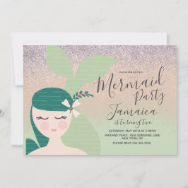 Hübsche Meerjungfrau Imitate Glitzer Geburtstagsfe Einladung
