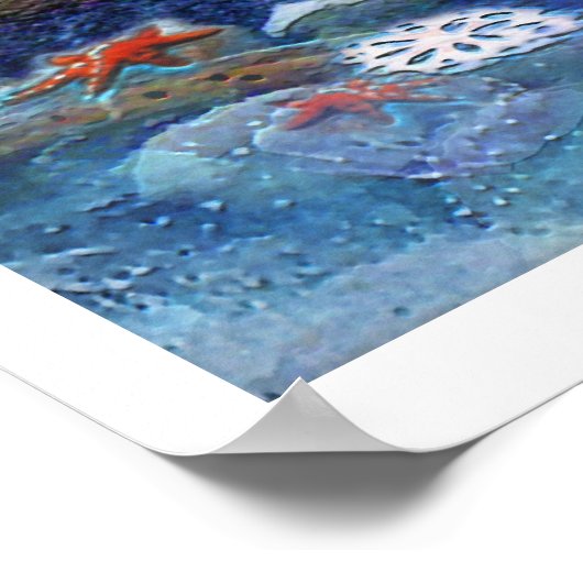 Hübsche Meerjungfrau in Meerposter Poster (Ecke)