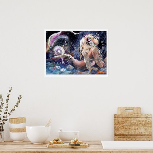 Hübsche Meerjungfrau in Meerposter Poster (Küche)