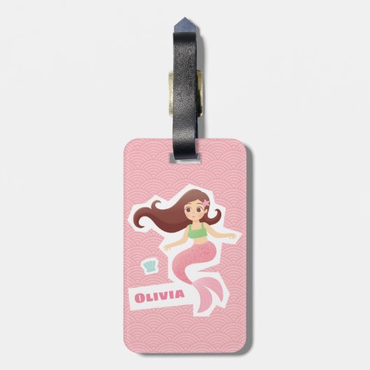 Hübsche Meerjungfrau Personalisiert Reisen Gepäckanhänger (Rückseite vertikal)