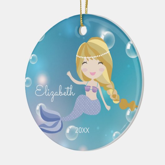 Hübsche Meerjungfrau-personalisierte Keramik Ornament (Links)