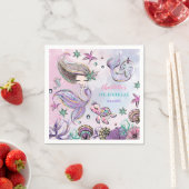 Hübsche Meerjungfrau-Schildkröte Narwhal-Geburtsta Serviette (Beispiel)