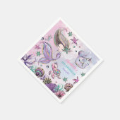 Hübsche Meerjungfrau-Schildkröte Narwhal-Geburtsta Serviette (Ecke)