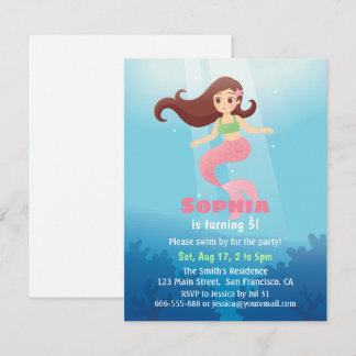 Hübsche Meerjungfrau unter dem Meer Geburtstagspar Einladung
