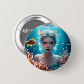 Hübsche Meerjungfrau unter Wasser Button (Vorne & Hinten)