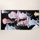 Hübsche Meerjungfrauen und Quallen Strandtuch (Vorderseite)