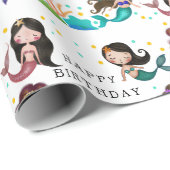 Hübsche Meerjungfrauen unter dem Meer Geburtstag Geschenkpapier (Rolleneckpunkt)