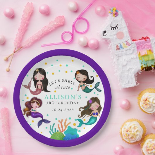 Hübsche Meerjungfrauen unter dem Meer Geburtstag Pappteller (Party)