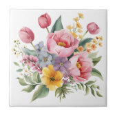 Hübsche mehrfarbige Blumenstrauß Keramik Tile Fliese (Vorderseite)
