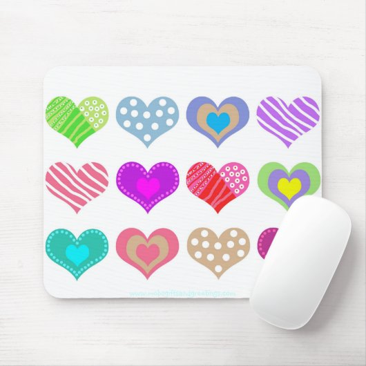 Hübsche mehrfarbige Herzen Mousepad (Mit Mouse)