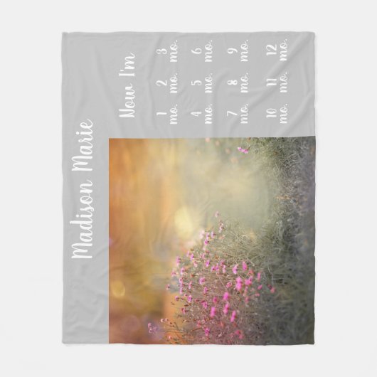 Hübsche Meilensteine des Blumenkindes Grau Fleece  (Vorderseite)