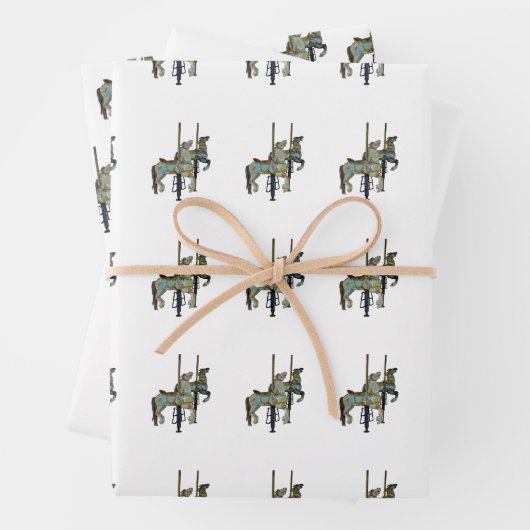 Hübsche Mergo Round Carousel Pferde Geschenkpapier Set (Beispiel)