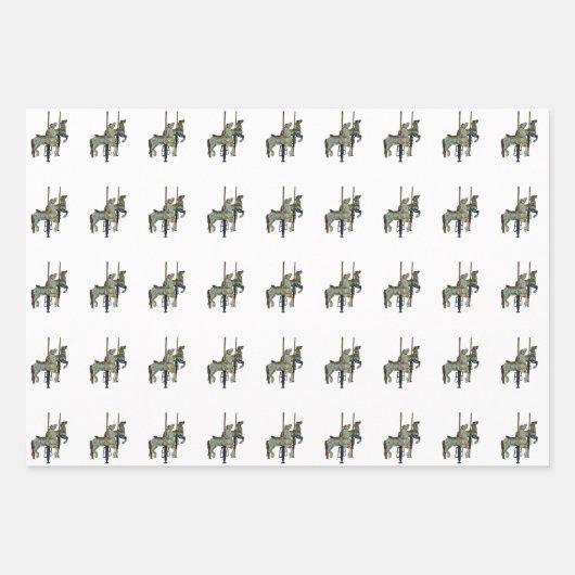 Hübsche Mergo Round Carousel Pferde Geschenkpapier Set (Vorderseite)