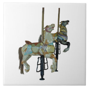 Hübsche Mergo Round Carousel Pferde Keramik Tile Fliese