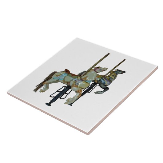 Hübsche Mergo Round Carousel Pferde Keramik Tile Fliese (Seite)