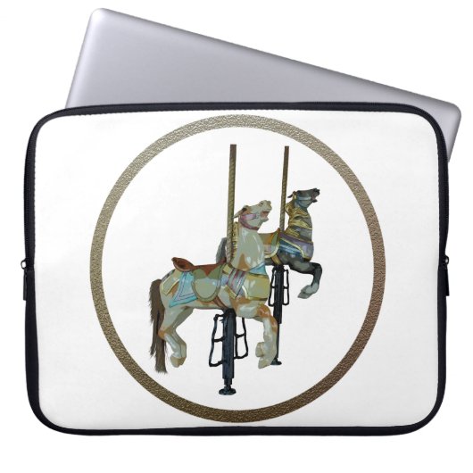 Hübsche Mergo Round Carousel Pferde Laptopschutzhülle (Vorderseite)