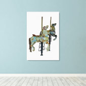 Hübsche Mergo Round Carousel Pferde Leinwanddruck (Insitu (Holzboden))