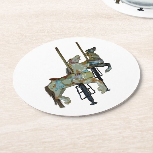 Hübsche Mergo Round Carousel Pferde Runder Pappuntersetzer (Angewinkelt)