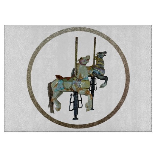 Hübsche Mergo Round Carousel Pferde Schneidebrett (Vorderseite)