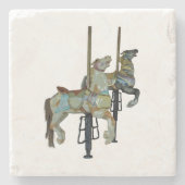 Hübsche Mergo Round Carousel Pferde Steinuntersetzer (Vorderseite)