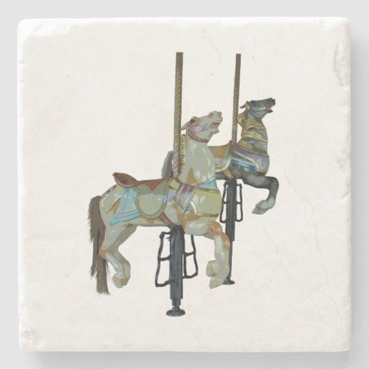 Hübsche Mergo Round Carousel Pferde Steinuntersetzer (Vorderseite)