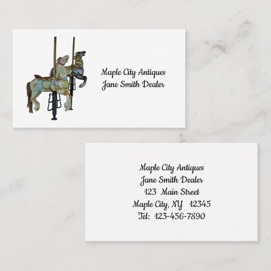 Hübsche Mergo Round Carousel Pferde Visitenkarte (Vorne/Hinten)