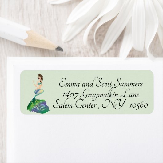 Hübsche Mermaid Address Labels Iridescent farblich (Insitu)