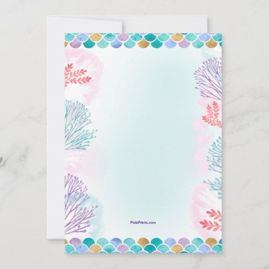 Hübsche Mermaid Birthday Party Einladung (Rückseite)