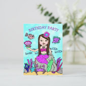 Hübsche Mermaid-Geburtstagseinladungen Postkarte (Stehend Vorderseite)