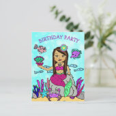 Hübsche Mermaid-Geburtstagseinladungen Postkarte (Stehend Vorderseite)