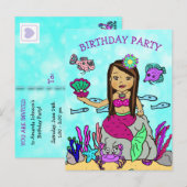 Hübsche Mermaid-Geburtstagseinladungen Postkarte (Vorne/Hinten)