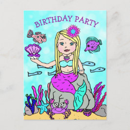 Hübsche Mermaid-Geburtstagseinladungen Postkarte
