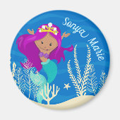 Hübsche Mermaid Girl Blue Ocean Monogram Magnet (Vorne)