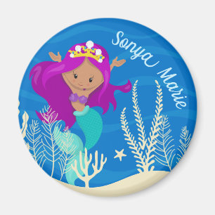 Hübsche Mermaid Girl Blue Ocean Monogram Magnet