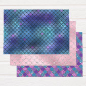 Hübsche Mermaid-Skala Glitzer Lila Blue Geschenkpapier Set
