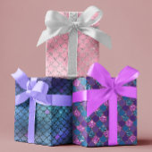 Hübsche Mermaid-Skala Glitzer Lila Blue Geschenkpapier Set
