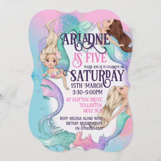 Hübsche Mermaids Einladungen (Vorne/Hinten)
