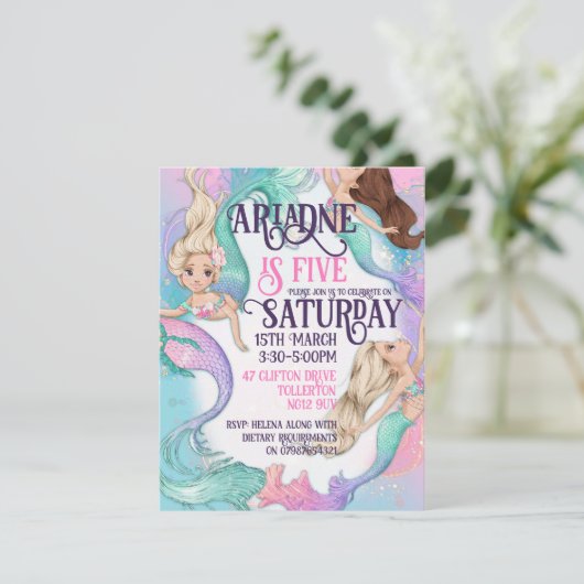 Hübsche Mermaids Einladungen (Stehend Vorderseite)